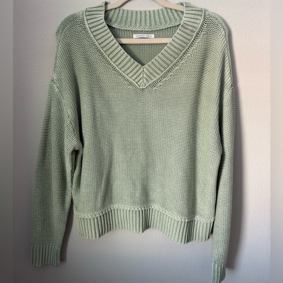 American Eagle Outfitters Sweaters - American Eagle Outfitters Sage Green Knit Pullover V-Neck XS